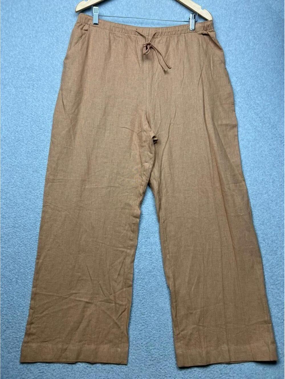 Abercrombie & Fitch Linen Wide Leg Pants Womens Size L Beach Summer Minimalist